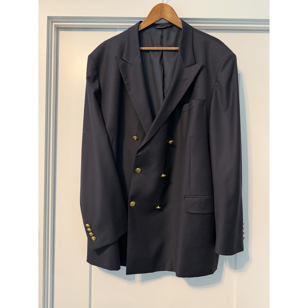 Coppley Black Label Camden Navy Double Breasted Blazer Suit Jacket Sport Coat 54